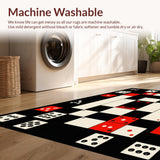 Ultra Soft Area Rug, Non Slip, Stain Resistant, Washable Area Rugs for Living Room, Bedroom, Whimsical Black and White Pattern(Red)