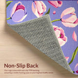 Ultra Soft Area Rug, Non Slip, Stain Resistant, Washable Area Rugs for Living Room, Bedroom, Charming Seasonal Floral Arrangement Style(Purple)