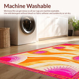 Ultra Soft Area Rug, Non Slip, Stain Resistant, Washable Area Rugs for Living Room, Bedroom, Whimsical Rainbow Motif Accent Piece(Orange)