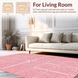 Ultra Soft Area Rug, Non Slip, Stain Resistant, Washable Area Rugs for Living Room, Bedroom, Whimsical Pink Bath Mat Non-Slip Microfiber(Pink)
