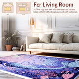 Ultra Soft Area Rug, Non Slip, Stain Resistant, Washable Area Rugs for Living Room, Bedroom, Mermaid Theme Girls Bedroom Pastel Area Rug(Purple)