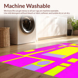 Ultra Soft Area Rug, Non Slip, Stain Resistant, Washable Area Rugs for Living Room, Bedroom, Eclectic Color Burst Geometric Style(Pink)