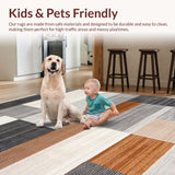 Ultra Soft Area Rug, Non Slip, Stain Resistant, Washable Area Rugs for Living Room, Bedroom, Chic Neutral Toned Geometric Motif(Gray)