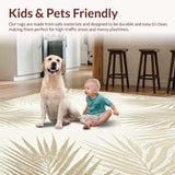 Ultra Soft Area Rug, Non Slip, Stain Resistant, Washable Area Rugs for Living Room, Bedroom, Beachside Palm Leaf Area Rug(Beige)