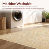 Ultra Soft Area Rug, Non Slip, Stain Resistant, Washable Area Rugs for Living Room, Bedroom, Boho Chic Tan Runner Rug with Artisan Geometric Pattern for Entryway(Beige)