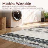 Ultra Soft Area Rug, Non Slip, Stain Resistant, Washable Area Rugs for Living Room, Bedroom, Chic Black and White Trellis Artwork(White)