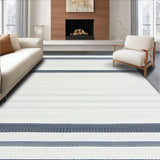 Ultra Soft Area Rug, Non Slip, Stain Resistant, Washable Area Rugs for Living Room, Bedroom, Transitional Light Blue Striped Aesthetic(White)