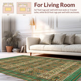 Ultra Soft Area Rug, Non Slip, Stain Resistant, Washable Area Rugs for Living Room, Bedroom, Rustic Tiled Symmetrical Design(Brown)