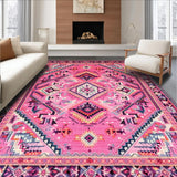 Ultra Soft Area Rug, Non Slip, Stain Resistant, Washable Area Rugs for Living Room, Bedroom, Vibrant Cowboy Theme Mat(Pink)