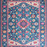 Ultra Soft Area Rug, Non Slip, Stain Resistant, Washable Area Rugs for Living Room, Bedroom, Vibrant Patterned Boho Charm(Blue)