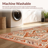 Ultra Soft Area Rug, Non Slip, Stain Resistant, Washable Area Rugs for Living Room, Bedroom, Stylish Abstract Linear Aesthetic(Orange)