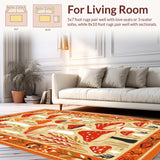 Ultra Soft Area Rug, Non Slip, Stain Resistant, Washable Area Rugs for Living Room, Bedroom, Joyful Eclectic Design Elements(Orange)