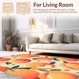 Ultra Soft Area Rug, Non Slip, Stain Resistant, Washable Area Rugs for Living Room, Bedroom, Charming Playful Peach Motif(Orange)