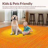 Ultra Soft Area Rug, Non Slip, Stain Resistant, Washable Area Rugs for Living Room, Bedroom, Sunny Eclectic Color Fusion(Red)