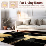 Ultra Soft Area Rug, Non Slip, Stain Resistant, Washable Area Rugs for Living Room, Bedroom, Chic Black and Gold Fusion(Gold)