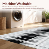 Ultra Soft Area Rug, Non Slip, Stain Resistant, Washable Area Rugs for Living Room, Bedroom, Elegant Black Geometric Symmetry(Black)