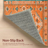 Ultra Soft Area Rug, Non Slip, Stain Resistant, Washable Area Rugs for Living Room, Bedroom, Charming Multi-Color Ogee Pattern(Orange)