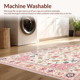 Ultra Soft Area Rug, Non Slip, Stain Resistant, Washable Area Rugs for Living Room, Bedroom, Contemporary Floral Whimsical Vibe(Ivory)