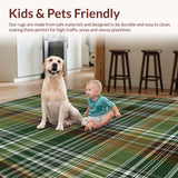 Ultra Soft Area Rug, Non Slip, Stain Resistant, Washable Area Rugs for Living Room, Bedroom, Elegant Olive Green Trellis Motif(Green)