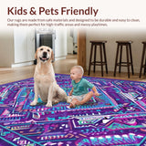 Ultra Soft Area Rug, Non Slip, Stain Resistant, Washable Area Rugs for Living Room, Bedroom, Lively Round Ethnic Weave(Purple)