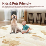 Ultra Soft Area Rug, Non Slip, Stain Resistant, Washable Area Rugs for Living Room, Bedroom, Beige Hues Corner Abstract Floral Design for Kitchen(Beige)