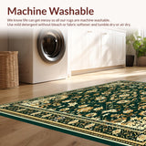 Ultra Soft Area Rug, Non Slip, Stain Resistant, Washable Area Rugs for Living Room, Bedroom, Porch with Intricate Floral Motifs(Green)