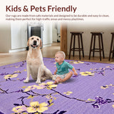 Ultra Soft Area Rug, Non Slip, Stain Resistant, Washable Area Rugs for Living Room, Bedroom, Cozy Garden-Inspired Welcome Mat(Purple)