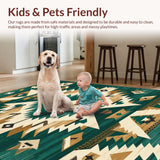 Ultra Soft Area Rug, Non Slip, Stain Resistant, Washable Area Rugs for Living Room, Bedroom, Rustic Boho Bedroom Non-Slip Decorative Carpet(Green)