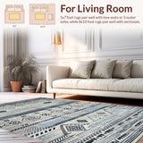 Ultra Soft Area Rug, Non Slip, Stain Resistant, Washable Area Rugs for Living Room, Bedroom, Sleek Modern Gray Patterned Design(Blue)