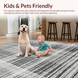 Ultra Soft Area Rug, Non Slip, Stain Resistant, Washable Area Rugs for Living Room, Bedroom, Black White Striped Floor Rug, Refined Style(Black)