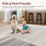Ultra Soft Area Rug, Non Slip, Stain Resistant, Washable Area Rugs for Living Room, Bedroom, Striking Geometric Earth Tones(Gray)