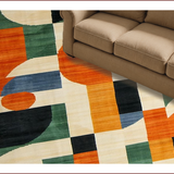 Ultra Soft Area Rug, Non Slip, Stain Resistant, Washable Area Rugs for Living Room, Bedroom, Mid Century Eclectic Pattern Fusion(Orange)