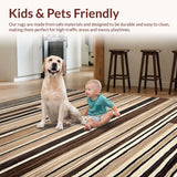 Ultra Soft Area Rug, Non Slip, Stain Resistant, Washable Area Rugs for Living Room, Bedroom, Contemporary Chic Striped Elegance(Beige)
