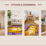 Ultra Soft Area Rug, Non Slip, Stain Resistant, Washable Area Rugs for Living Room, Bedroom, Cute Animal Porch Rug for Cat Lovers, Easy to Clean(Orange)