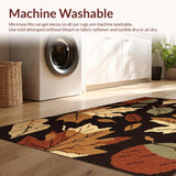 Ultra Soft Area Rug, Non Slip, Stain Resistant, Washable Area Rugs for Living Room, Bedroom, Vintage Maple Leaf Aesthetic(Black)