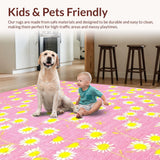 Ultra Soft Area Rug, Non Slip, Stain Resistant, Washable Area Rugs for Living Room, Bedroom, Vibrant Cheerful Petal Composition(Pink)