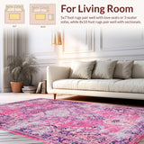 Ultra Soft Area Rug, Non Slip, Stain Resistant, Washable Area Rugs for Living Room, Bedroom, Contemporary Pastel Floral Elegance(Pink)