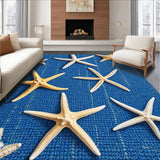 Ultra Soft Area Rug, Non Slip, Stain Resistant, Washable Area Rugs for Living Room, Bedroom, Coastal Starfish Navy Living Room Rug(Blue)