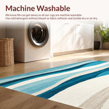 Ultra Soft Area Rug, Non Slip, Stain Resistant, Washable Area Rugs for Living Room, Bedroom, Creamy Coastal(Blue)