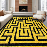 Ultra Soft Area Rug, Non Slip, Stain Resistant, Washable Area Rugs for Living Room, Bedroom, 3D Geometric Yoga Space Soft Washable Carpet(Gold)