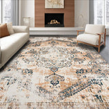 Ultra Soft Area Rug, Non Slip, Stain Resistant, Washable Area Rugs for Living Room, Bedroom, Rustic Tiled Design in Cream Tones(Beige)