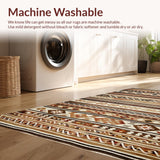 Ultra Soft Area Rug, Non Slip, Stain Resistant, Washable Area Rugs for Living Room, Bedroom, Modern Vintage Lattice Composition(Brown)