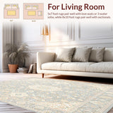 Ultra Soft Area Rug, Non Slip, Stain Resistant, Washable Area Rugs for Living Room, Bedroom, Stylish Area Showcasing Ornate Medallion Designs in Neutral Hues(Gray)