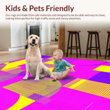 Ultra Soft Area Rug, Non Slip, Stain Resistant, Washable Area Rugs for Living Room, Bedroom, Funky Eighties Inspired Abstract Design(Yellow)