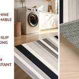 Ultra Soft Area Rug, Non Slip, Stain Resistant, Washable Area Rugs for Living Room, Bedroom, Vibrant Organic Striped Design(Gray)