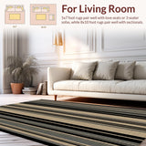 Ultra Soft Area Rug, Non Slip, Stain Resistant, Washable Area Rugs for Living Room, Bedroom, Contemporary Neutral Stripe Design(Beige)