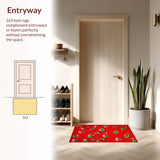Ultra Soft Area Rug, Non Slip, Stain Resistant, Washable Area Rugs for Living Room, Bedroom, Bold Modern Fruit Illustrations(Red)