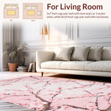 Ultra Soft Area Rug, Non Slip, Stain Resistant, Washable Area Rugs for Living Room, Bedroom, Charming Pink Floral Medallion(Pink)