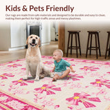 Ultra Soft Area Rug, Non Slip, Stain Resistant, Washable Area Rugs for Living Room, Bedroom, Chic Pastel Bow Aesthetic(Pink)