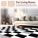Ultra Soft Area Rug, Non Slip, Stain Resistant, Washable Area Rugs for Living Room, Bedroom, Modern Black and White Living Room Washable Rug(Black)